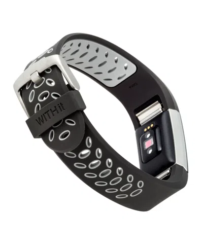 Withit Black And Grey Silicone Sport Band Designed For Fitbit Charge 2 In Multi