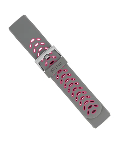 Withit Grey And Pink Silicone Sport Band Designed For Fitbit Charge 3 & 4 In Multi