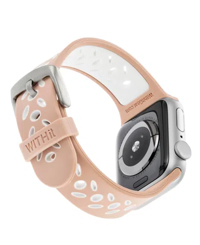 Withit Pink And White Silicone Sport Band Designed For Apple Watch 42mm (series 10) & 38/40/41mm In Pink