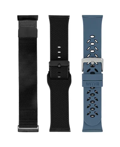 Withit Stainless Steel Mesh Band And Silicone Band 3-pack Designed For The Fitbit Versa 3 & 4 And Sense & S In Multi