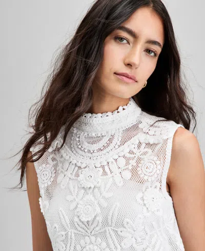 And Now This Now This Womens Cotton Floral Applique Sleeveless Top P Xxs 4x Exclusively At Macys In White