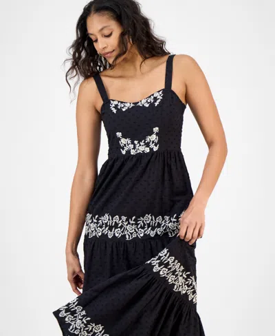 And Now This Petite Cotton Corset Knit Maxi Dress, Macy's Exclusive In Black