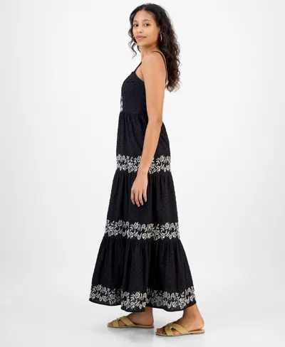 And Now This Petite Cotton Corset Knit Maxi Dress, Macy's Exclusive In Black