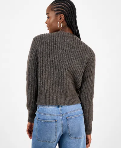 And Now This Women's Dome-button Cropped Cardigan, Macy's Exclusive In Gray
