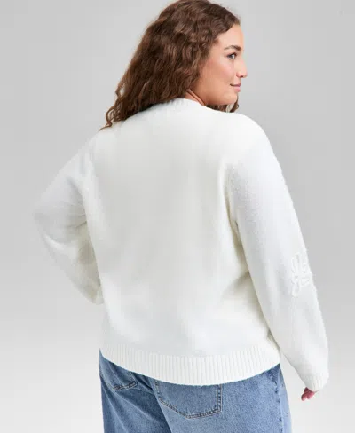 And Now This Trendy Plus Size Floral Button-front Cardigan, Macy's Exclusive In White