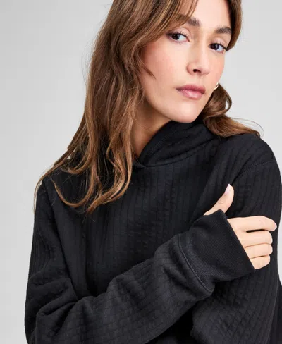 And Now This Petite Quilted Lounge Sweatshirt, Macy's Exclusive In Black