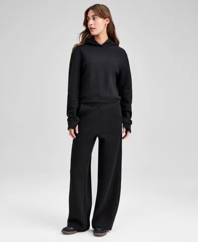 And Now This Petite Quilted Lounge Bottom Straight Leg Pants, Macy's Exclusive In Black