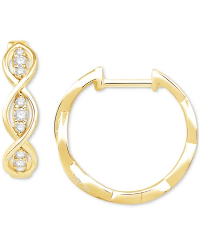 Macy's Diamond Oval Openwork Hoop Earrings (1/6 Ct. T.w.) In 10k Gold In Gold