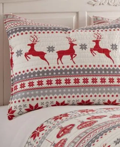 Levtex Silent Night Nordic Stripe Quilt Sets In Red