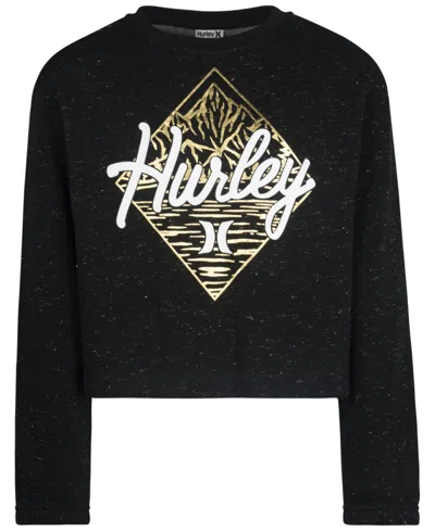 Hurley Girls 7-16 Lurex Fleece Crewneck In Blue