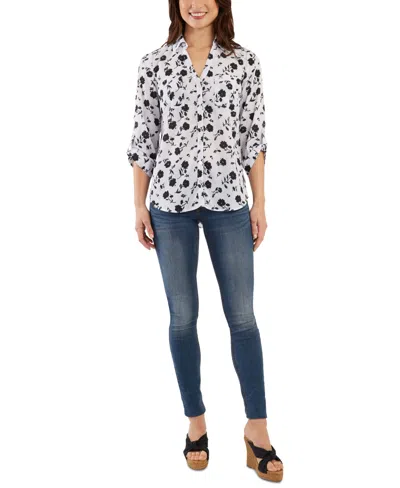 Bcx Juniors' Floral-print Shirt In White