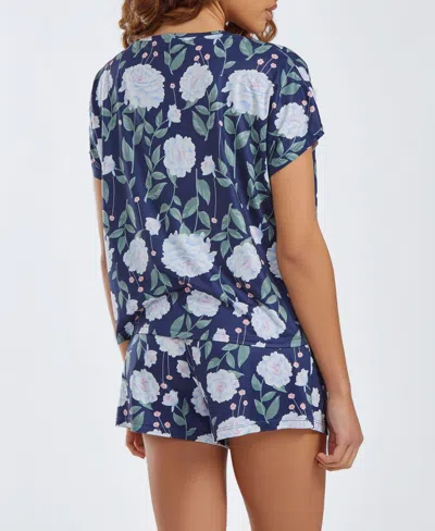 Icollection Women's Ultra Soft 2 Piece Top And Shorts Pajama Set In Multi