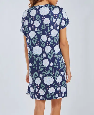 Icollection Women's Ultra Soft Sleep Nightgown Dress In Blue