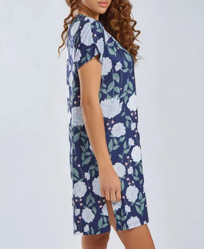 Icollection Women's Ultra Soft Sleep Nightgown Dress In Blue