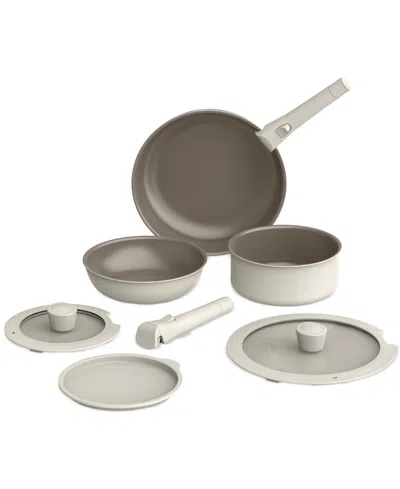 Bella 8-piece Removable Handle Nonstick Ceramic Cookware Set In Brown