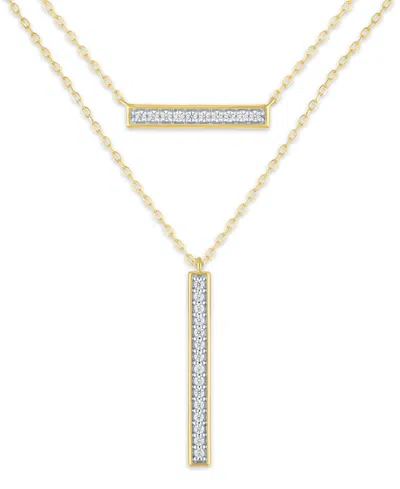 Macy's 2-pc. Diamond Necklace Set (1/4 Ct. T.w.) In 14k Yellow Gold Over Sterling Silver In Gold