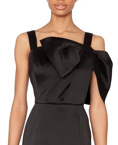 White Tie By Shani Women's Bow-trim Satin Midi Dress In Black