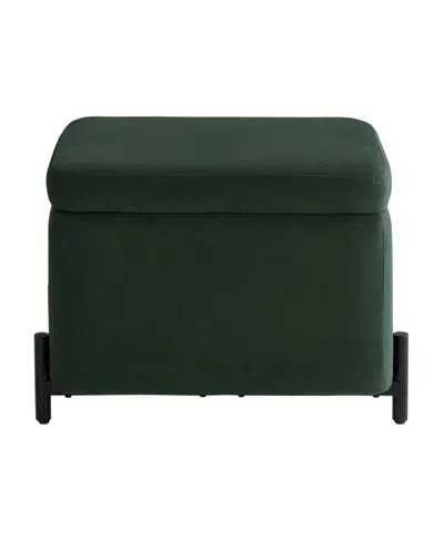 Lifestyle Solutions 24" Velvet Kyoto Small Storage Ottoman In Green