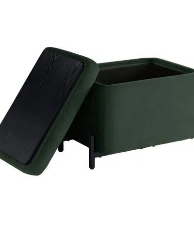 Lifestyle Solutions 24" Velvet Kyoto Small Storage Ottoman In Green