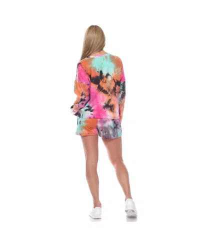 White Mark Women's Tie Dye Lounge Top Shorts Set, 2-piece In Multi