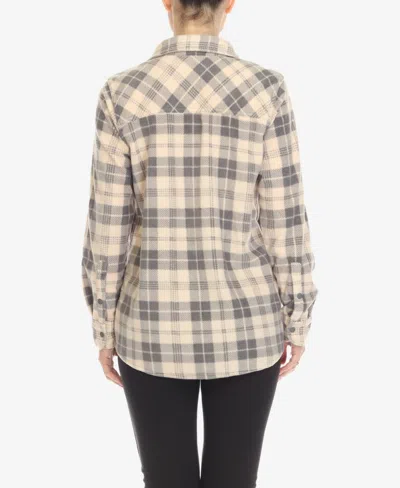 White Mark Women's Flannel Plaid Shirt In Neutral