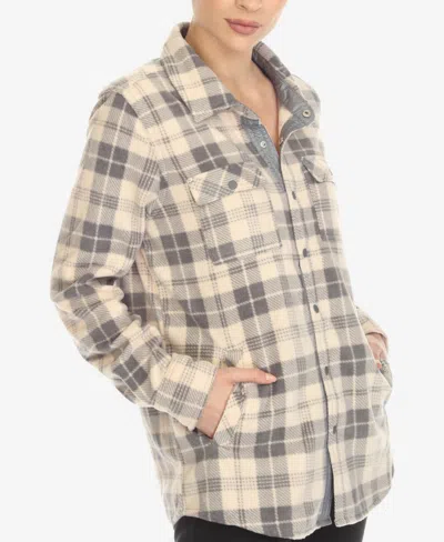 White Mark Women's Flannel Plaid Shirt In Neutral