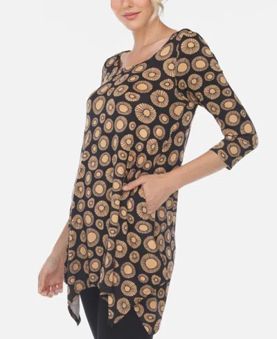 White Mark Women's Printed Geometric Circle Tunic Top In Multi