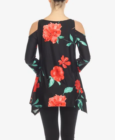 White Mark Women's Floral Printed Cold Shoulder Tunic Top In Multi