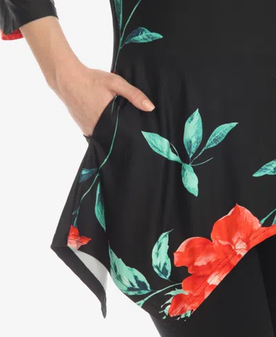 White Mark Women's Floral Printed Cold Shoulder Tunic Top In Multi