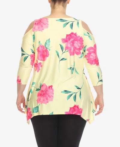 White Mark Plus Size Floral Printed Cold Shoulder Tunic Top In Multi