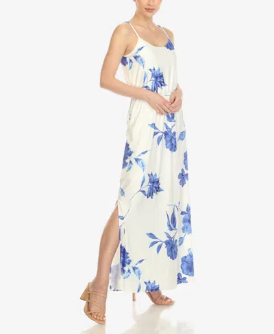 White Mark Women's Floral Strap Maxi Dress In White