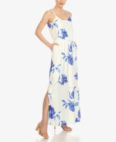 White Mark Women's Floral Strap Maxi Dress In White