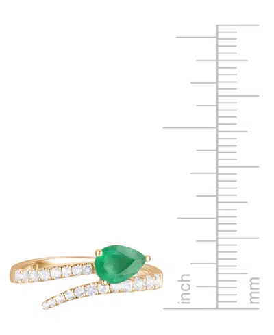 Macy's Emerald (5/8 Ct. T.w.) & Diamond Bypass Ring (1/3 Ct. T.w.) In 14k Yellow Gold (also Available In Ru In Green