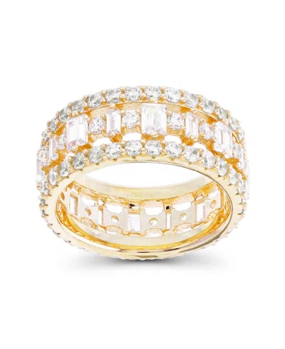 Macy's Cubic Zirconia Emerald And Baguette Cut Eternity Ring In Gold