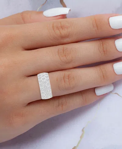 Macy's Cubic Zirconia Honeycomb Band Ring In Sterling Silver In Metallic