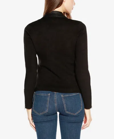 Belldini Black Label Women's Motorcycle Sweater Jacket In Black