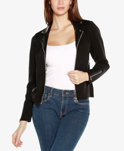 Belldini Black Label Women's Motorcycle Sweater Jacket In Black