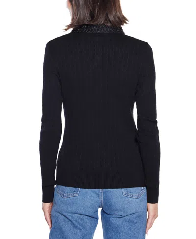 Belldini Women's Black Label Beaded Collar Sweater In Black