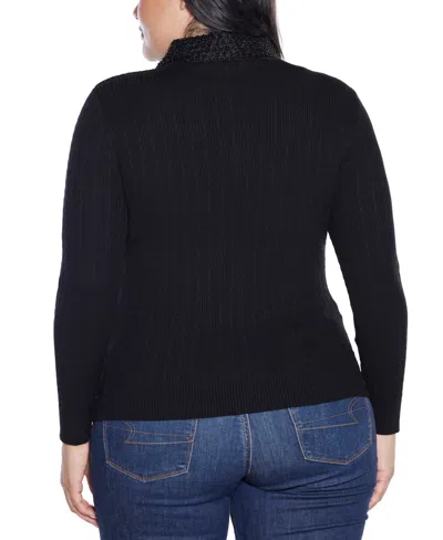 Belldini Plus Size Black Label Beaded Collar Sweater In Black
