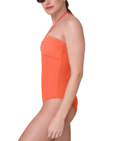 Andie Women's The Zoe Halter Ribbed One Piece Swimsuit In Red