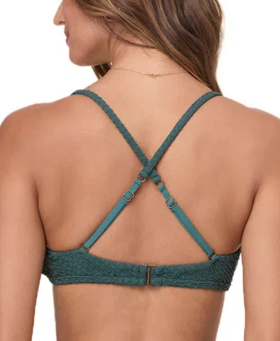 Andie Women's The Valencia Convertible-strap Textured Weave Bikini Top In Green
