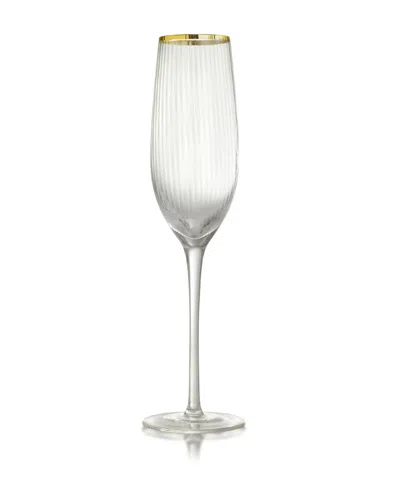 Qualia Glass Rocher Champagne Flutes, Set Of 4, 8.5 oz