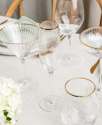 Qualia Glass Rocher Champagne Flutes, Set Of 4, 8.5 oz