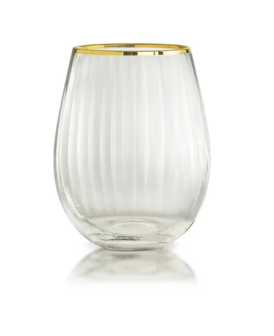 Qualia Glass Rocher Stemless Wine Glasses, Set Of 4, 21 oz