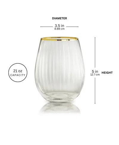 Qualia Glass Rocher Stemless Wine Glasses, Set Of 4, 21 oz