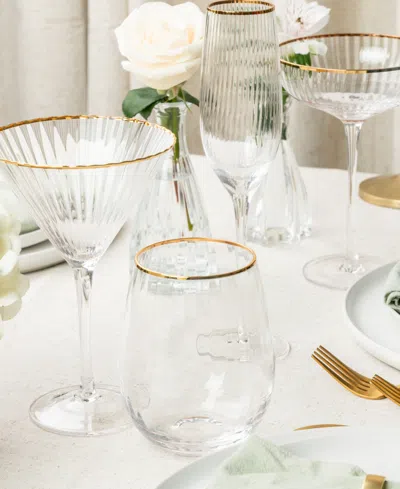 Qualia Glass Rocher Stemless Wine Glasses, Set Of 4, 21 oz