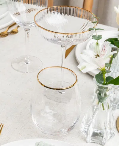 Qualia Glass Rocher Stemless Wine Glasses, Set Of 4, 21 oz