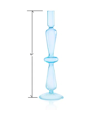 Qualia Glass Aurora Glass 3- Piece 9.5", 11", 12" Tall Assorted Color Candlesticks