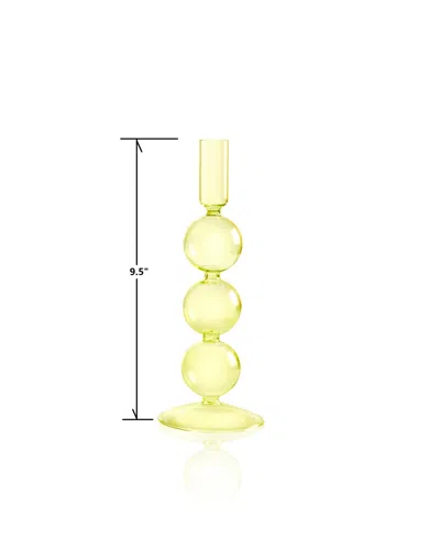 Qualia Glass Aurora Glass 3- Piece 9.5", 11", 12" Tall Assorted Color Candlesticks