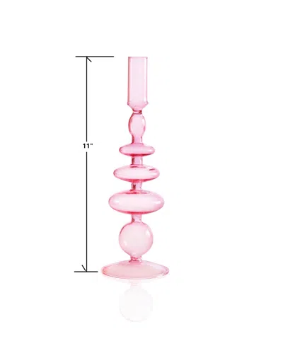 Qualia Glass Aurora Glass 3- Piece 9.5", 11", 12" Tall Assorted Color Candlesticks